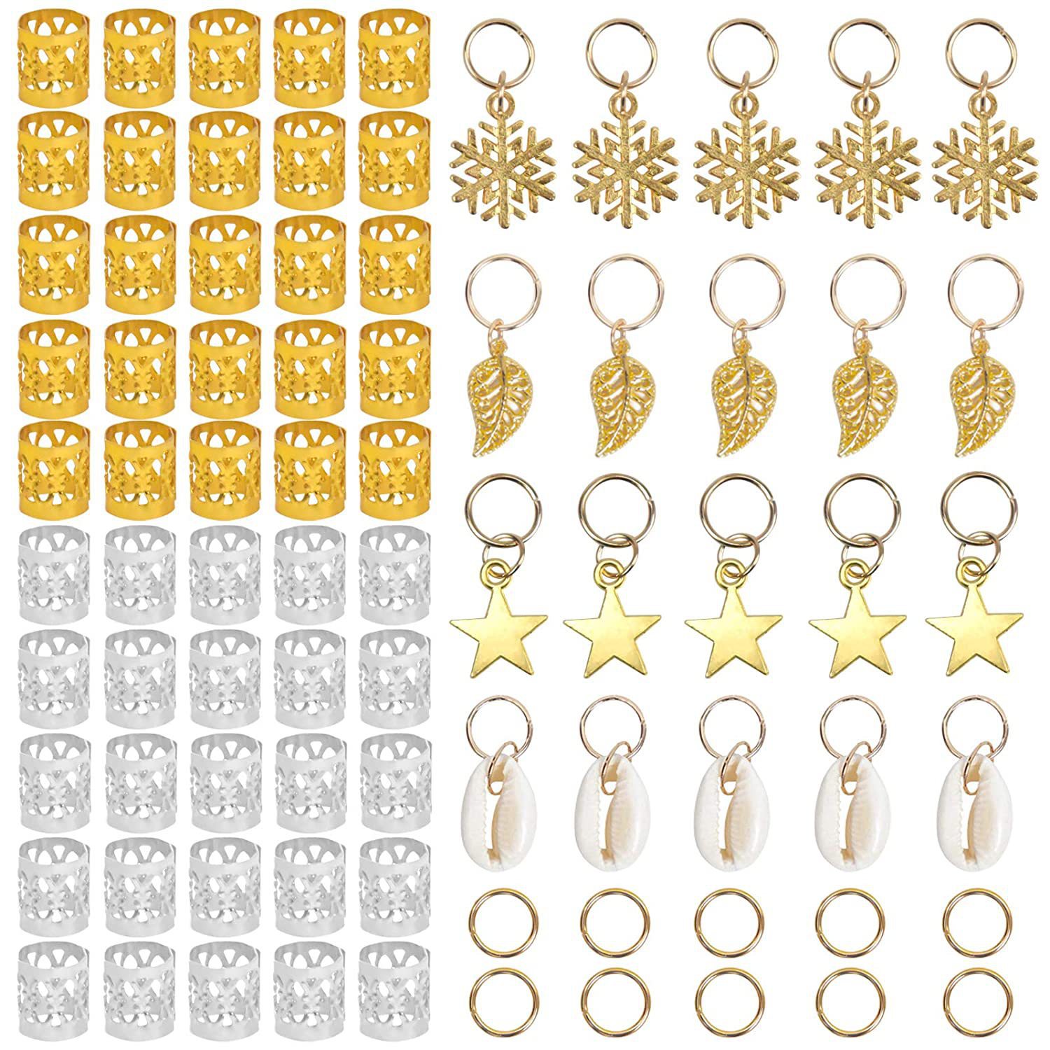 80 pieces diy dirty braid suit aluminum hair accessories ring braid pendant hairpin metal hairband hair accessories braid beads