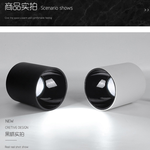 LED Round Surface-Mounted Downlight Housing Flush Mount Ceiling Lamp for Living Room COB Tube Light for Bedroom Non-Intelligent without Main Light Lighting Lamp