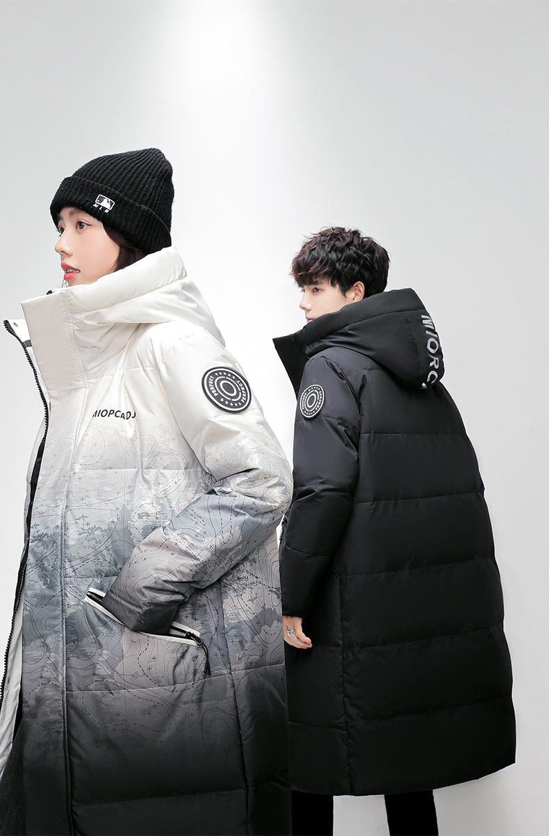 2023 Winter New Down Long Hooded Snow Mountain Gradient Men's and Women's Same Style Couple Coat_voghion.com