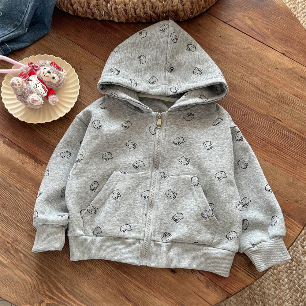 Chaqueta infantil redonda y dulce para niños otoño nuevo suéter con capucha de la marca de moda japonesa para niñas top de letras para bebés