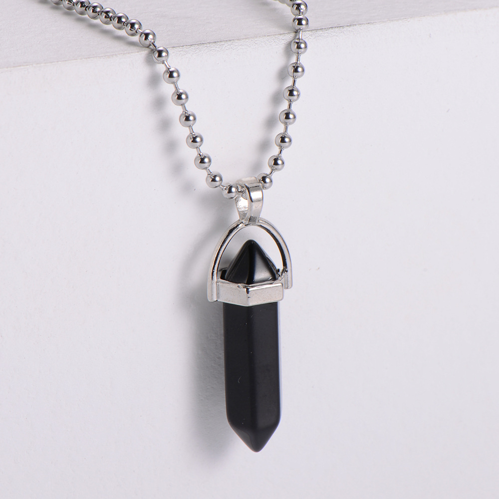 AML Hot Sale Bullet Turquoise Amethyst Black Agate Womenu0027s Natural Stone Gemstone Hexagon Prism 