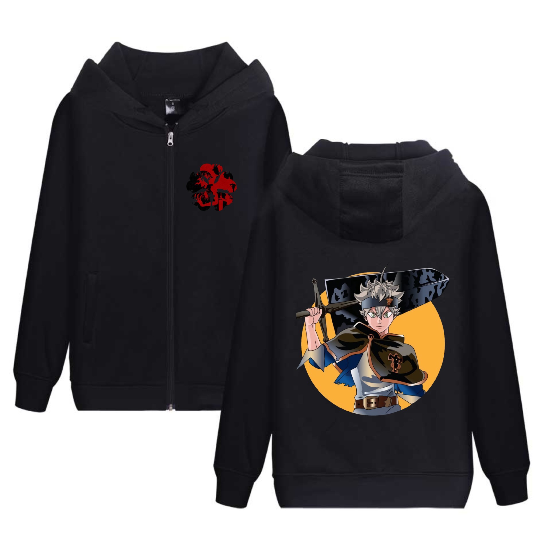 Amazon Black Clover Black Clover Suéter con cremallera transfronteriza sudadera con capucha y terciopelo