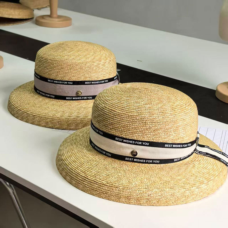 French-Style Lampshade Straw Hat for Women, New Spring and Summer Luxury Straw Hat for Beach Outings and Vacations, Sun Protection Hat