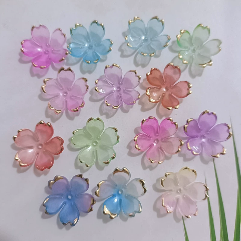 19mm Акриловый позолоченный лепесток вишни градиент Пномпень цветы