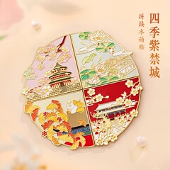 北京故宮博物館文創四季紫禁城冷蔵庫に金属特色観光記念品を貼るお土産