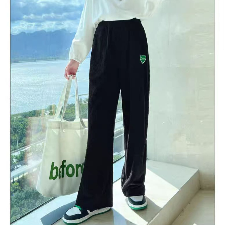 Girls' wide-leg pants, children's summer slim-fit ice silk pants, medium and large children's long pants, straight-leg pants, girls' summer outfit pants set