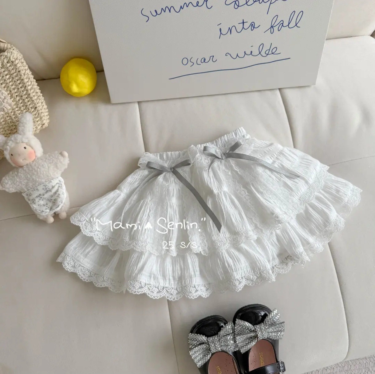 Falda de pastel de algodón fino para niñas 2025 verano nuevo estilo de encaje para niños falda de hadas falda linda para bebés