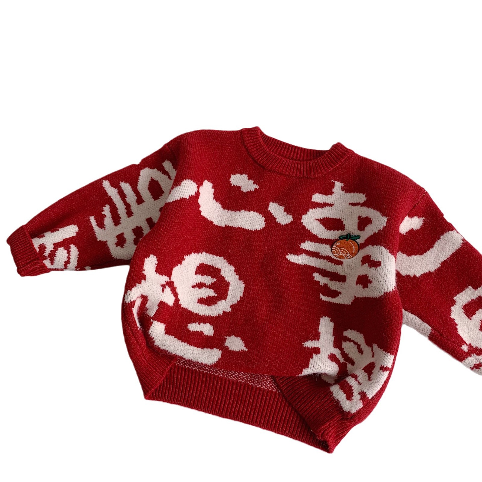 Children's winter red festive sweater