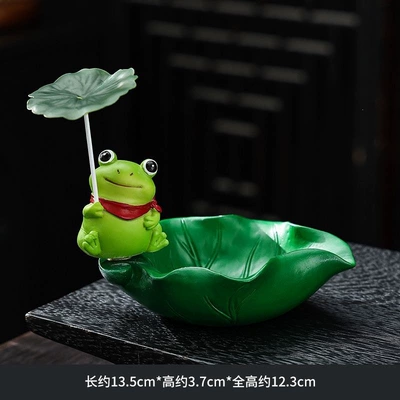 Car ashtray decoration, cultural and artistic Chinese-style - lotus-leaf-frog-ashtray
