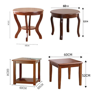 Simple Modern Household Living Room Small Square Table Square Tea Table Small Apartment Sofa Corner Table Small Round Table Solid Wood Skin Coffee Table