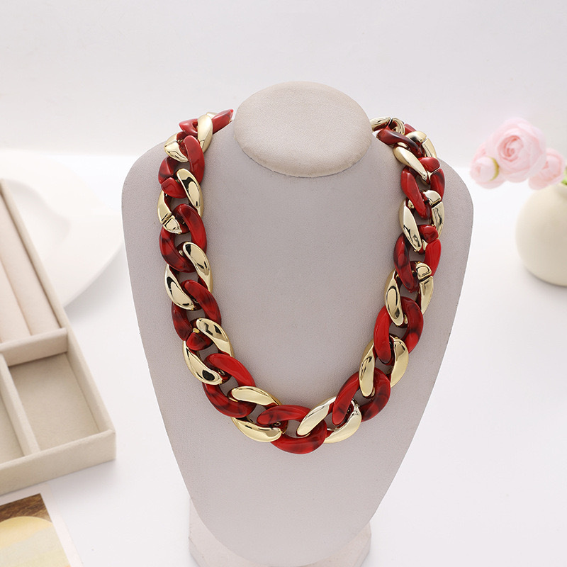 Punk Hollow Pattern Necklace With Metal Chain For Women_voghion.com