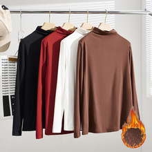 秋冬新款胖mm大码女装内搭加绒休闲超大长袖高领T恤打底衫S5243