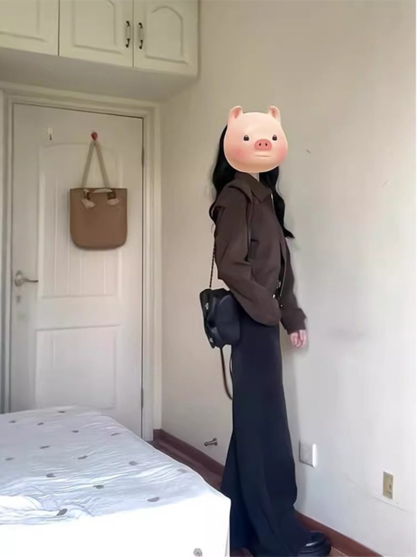 深棕色短款垫肩翻领夹克外套女春秋港风复古美拉德穿搭慵懒棒球服|undefined