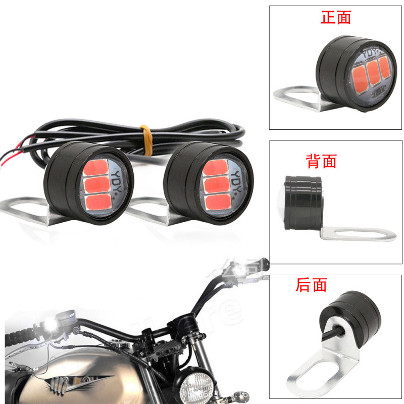 Auto motocicleta luz diurna 3SMD 5730 LED ojo de halcón luz flash espejo retrovisor fantasma luz flash