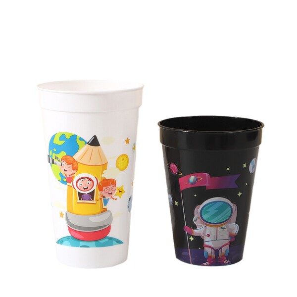 plastic creative children's cute glass with glass