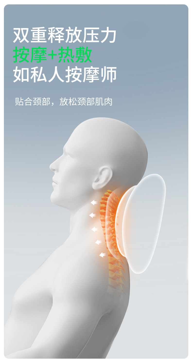 Car Headrest and Lumbar Support Cushion with Dual Pressure Relief, Electric Massage, Neck Protection, Heating, Slow Rebound, and Fatigue Relief
