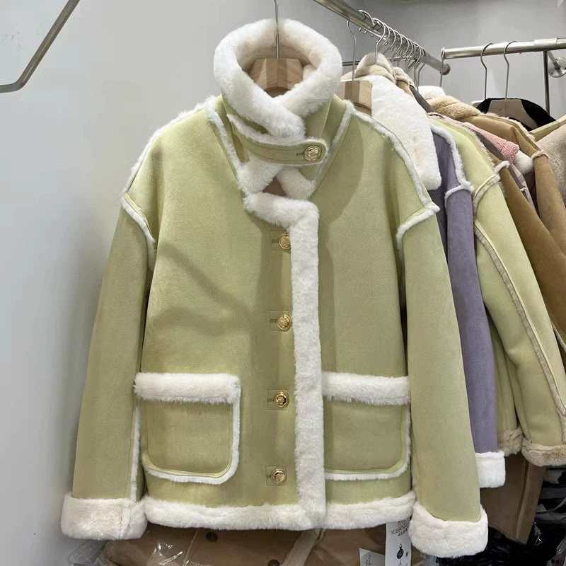 Фуксnia зимняя теплая бархатная куртка,2023, стиль Chanel