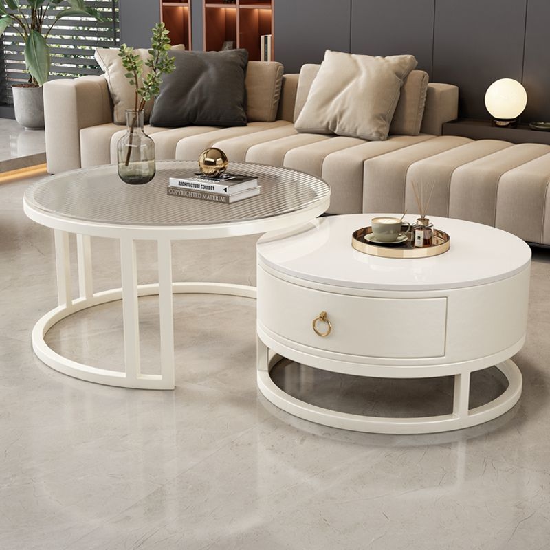 유리/크림 스타일 조합 커피 테이블 [싱글 펌프스]