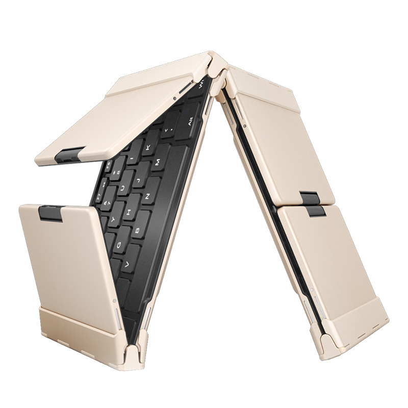 Bow Hangshi Hb099B Universal Tri-Fold Folding Bluetooth Keyboard with Large Touchpad, Magnetic Suction, Portable Folding Keyboard