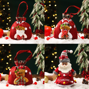 Christmas decoration apple bag elderly snowman gift bag gift fruit bag Christmas Eve packaging drawstring bag candy bag