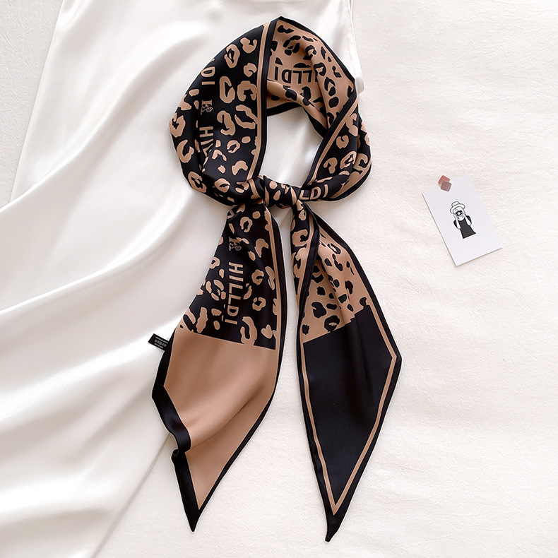 Spring And Autumn Korean Style Versatile Double-sided Thin Narrow Long Scarf Women's Leopard Print Scarf Ribbon Summer Decorative Scarf Dual-use Thin display picture 9