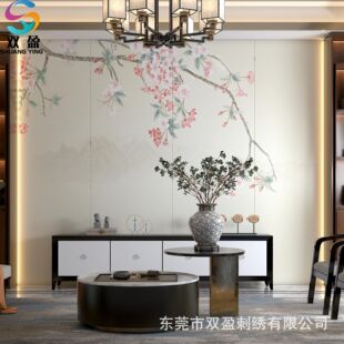Three-dimensional rope embroidery bead embroidery flower bird national style imitation silk embroidery mural hard bag landscape national tide care-free minimalist style