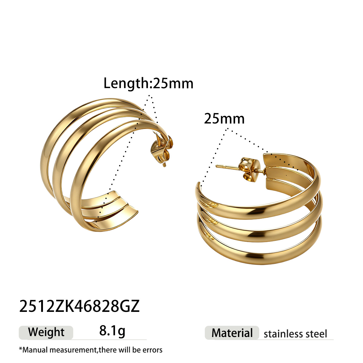TENA europa y americana pendientes de acero inoxidable lujoso ligero de alta calidad sensación de acero dorado HOOP transfronterizo joyas de acero de titanio