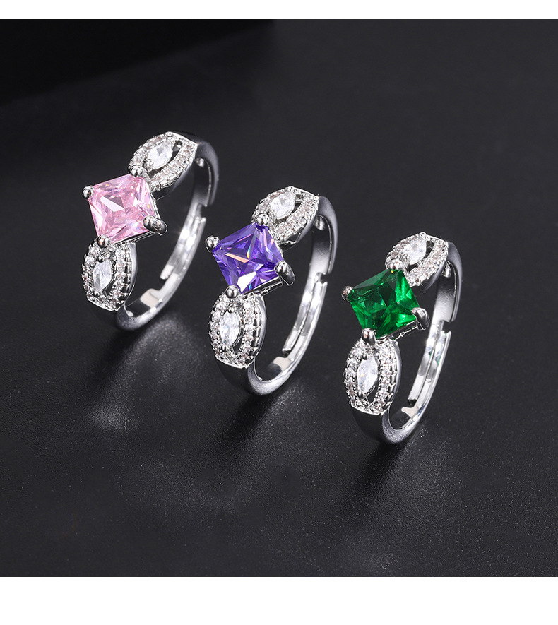 Fashion Geometric Copper Plating Zircon Open Ring