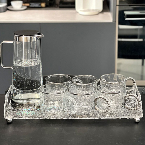 Light luxury glass pot living room water cup set water ripple high appearance cold kettle high appearance cold kettle water set wholesale