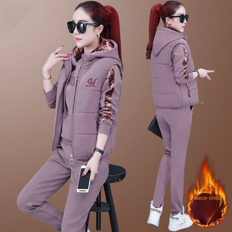 Fleece-lined And Thickened Sportswear For Women, Autumn And Winter...