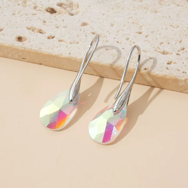 European and American Fashion New Jewelry Austrian Color Crystal Drop Earrings Earrings Simple AB Colorful Sea Mercury