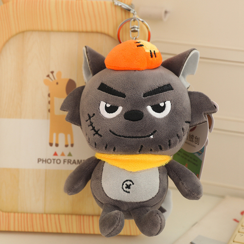 Auténtico lobo gris muñeca juguete de peluche colgantes cabra y lobo gris muñeca almohada regalo de cumpleaños para niños