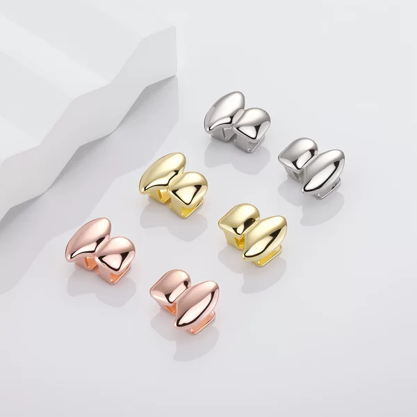 Amazon's Hottest Trendy Multi-Color Glossy Double-Tooth Braces Gold, Silver, Rose Gold Three-Color Personalized Hip-Hop Tooth Accessories