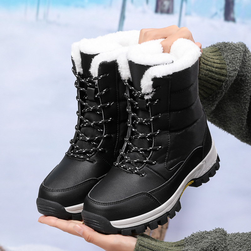 新型の大きいサイズのクロスボーダーの雪地の靴の綿の靴の速売通の防水の防寒の女性の屋外のベルベットの厚いブーツ|undefined