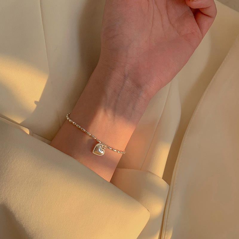 Japanese-Korean Style Rice Love Chain Bracelet Sweet Simple Design Feeling Temperament Niche Retro Heart-shaped Bracelet for Women