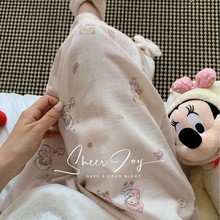 秋季新品双层纱纯棉单长裤系列长裤居家服女泡泡电厂