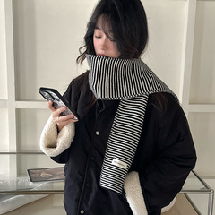 女主搭配单品~条纹围巾女经典韩系针织保暖围脖情侣时髦撞色披肩