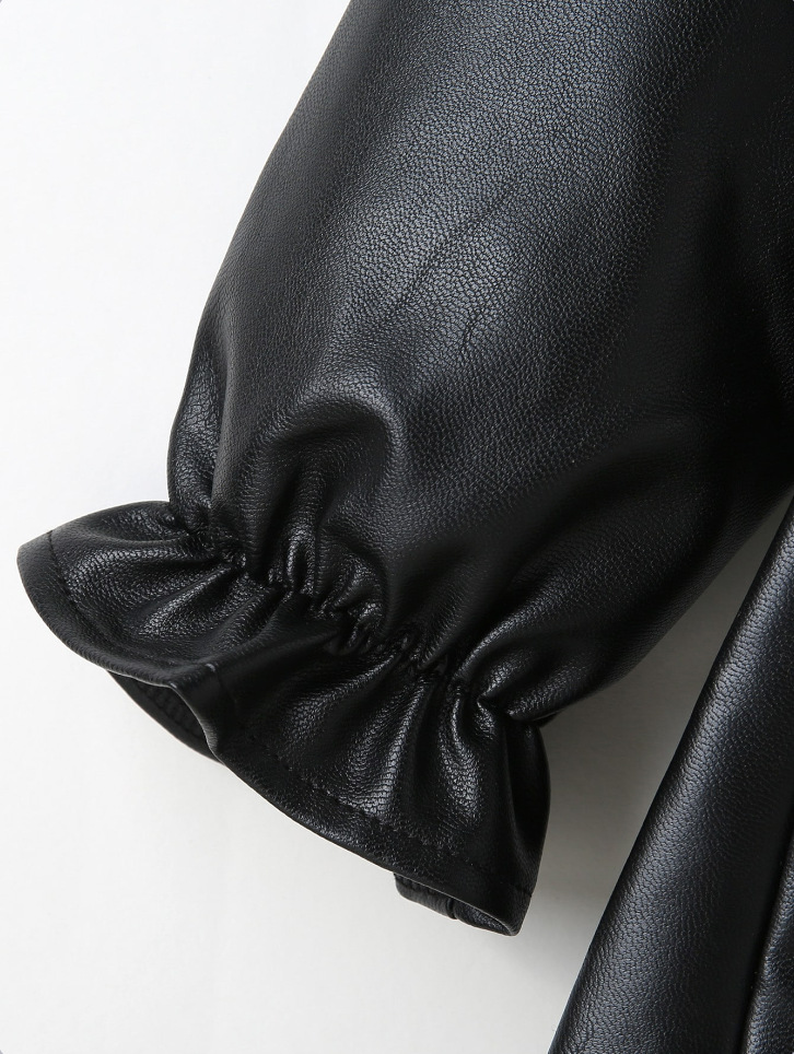 Mädchen Kunstleder Kleid Mit Rüschensaum Im Punk Stil Für Schule_voghion.com