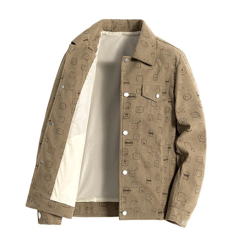Men's Clothing manufacturers spring and autumn new men's expression print corduroy jacket with large pockets workwear for young and middle aged men_voghion.com