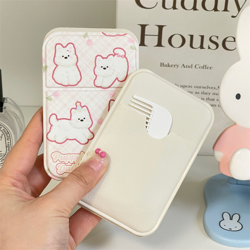 Nuevo lindo espejo de peinado integrado espejo de maquillaje plegable pequeño espejo de dormitorio para estudiantes viajes portátiles pequeños peine