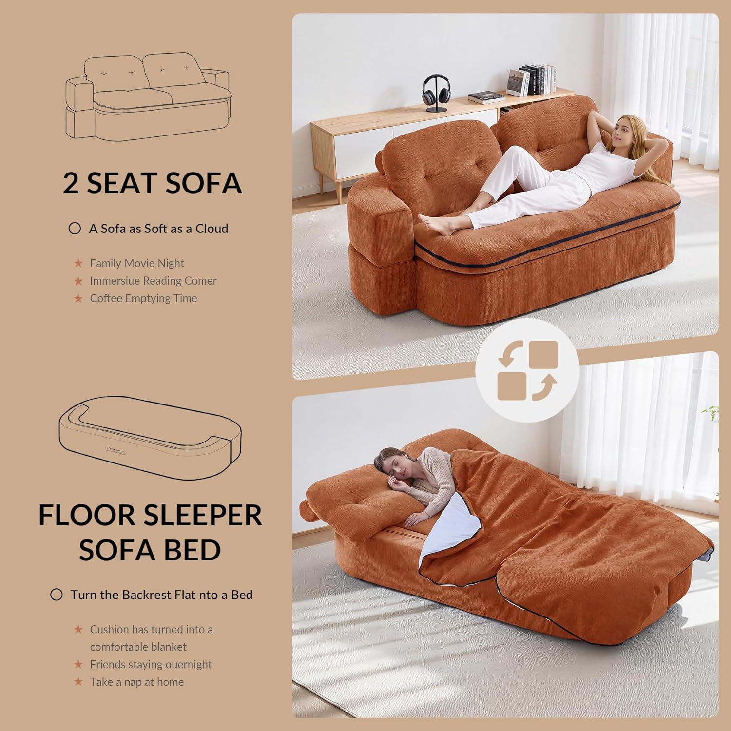 Sofá transfronterizo sofá de compresión sala de estar sofá cama convertible con edredón piso plegable sofá cama habitación