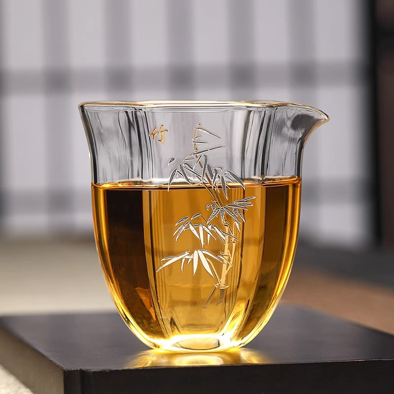 六角公杯日式公道杯玻璃透明公杯 加厚分茶器茶海透明勻杯