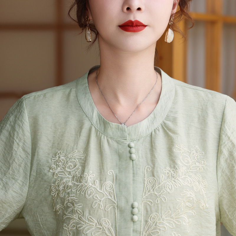 Mother's Day Mother's Suit Summer suit New Chinese Style National Style Shirt for Middle-aged and Elderly Women Summer Western Style Two-piece Suit