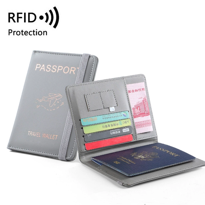 Обложка для паспорта из искусственной кожи PU, RFID дорожный кошелек, многофункциональный конверт для паспорта с отделениями для карт