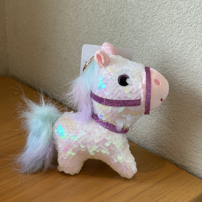 本物のスパンコールポニーぬいぐるみペンダント馬年マスコット人形シミュレーション動物キーホルダー人形ギフト|undefined