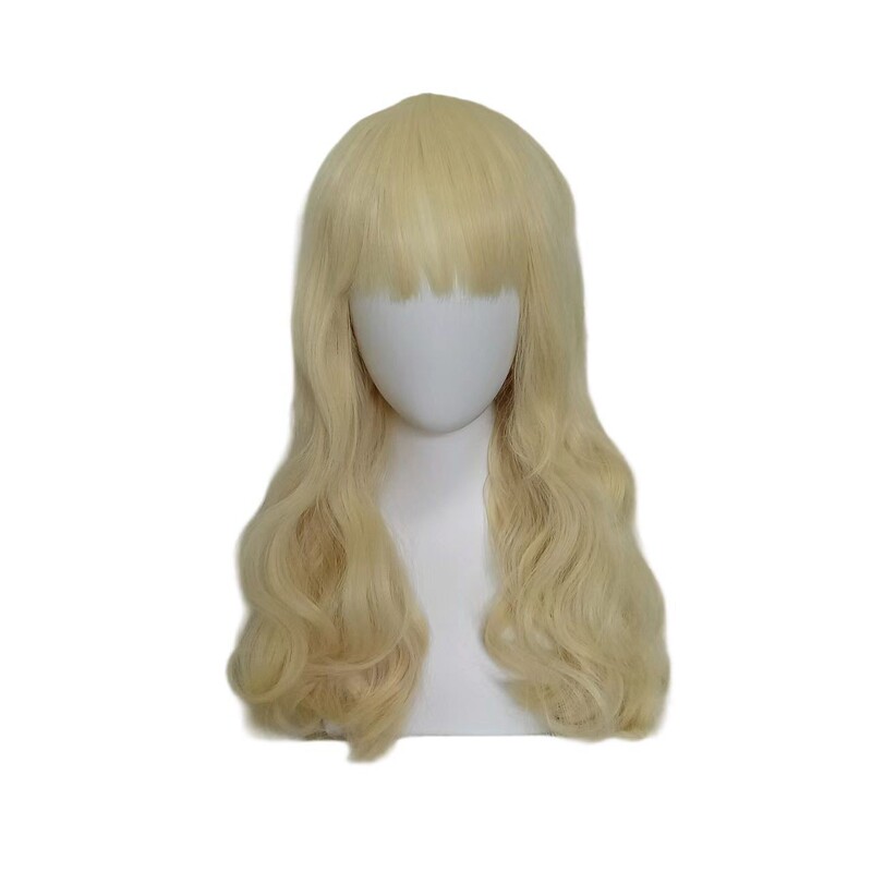 Alice Alice in Wonderland Golden Medium-Length Curly Hair New Cos Wig Button Mesh Universal
