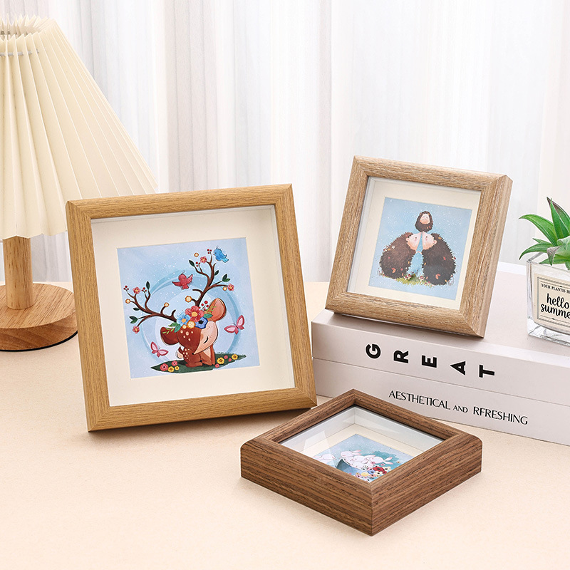 Simple mini small photo frame table diy hollow three-dimensional square framed picture frame square 4 square 7 inch factory wholesale