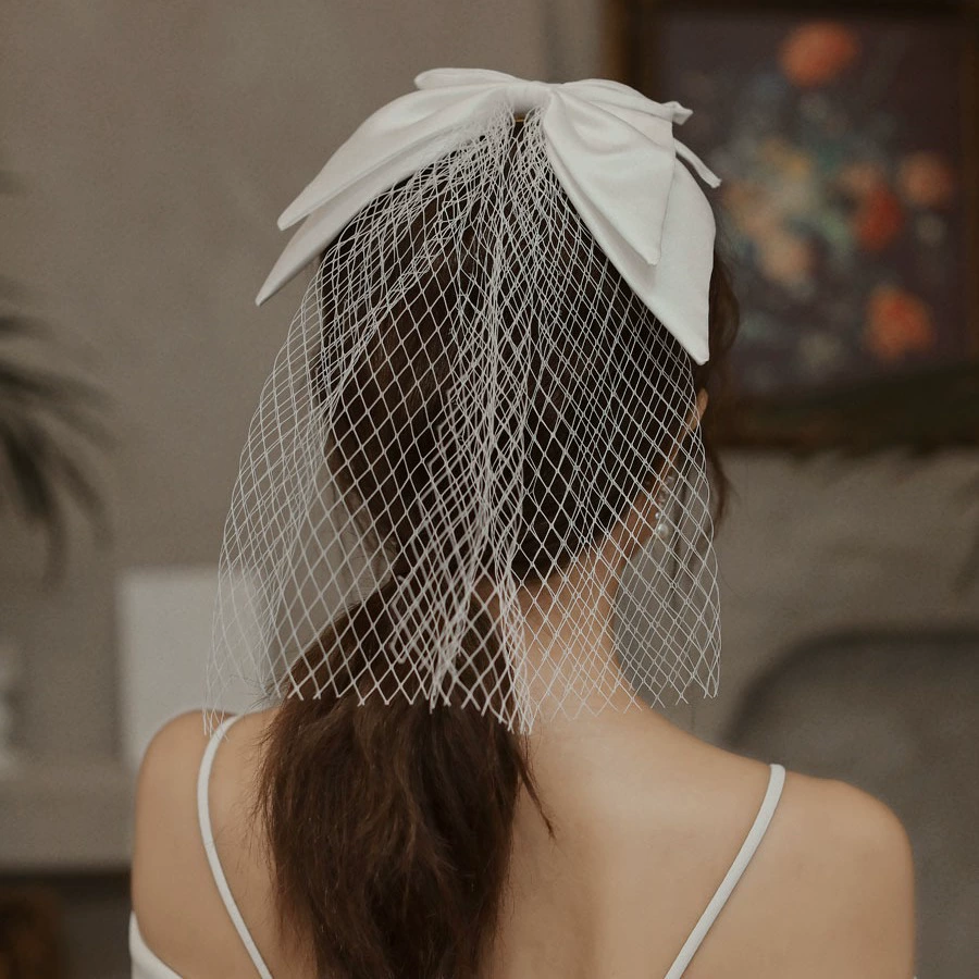 Сетка банты лента фата короткие путешествия свадьба свадебный стиль фото свадебный головной убор маленькая пряжа корейский