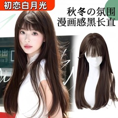 かつらの新型の全頭カバーの女性のシミュレーション長直髪の冷たい心配事と同じタイプの初恋の空気の前髪の黒いまっすぐな日常