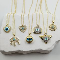 欧美跨境外贸新品眼睛滴油铜镀金吊坠单坠项链女百搭锁骨链不掉色
